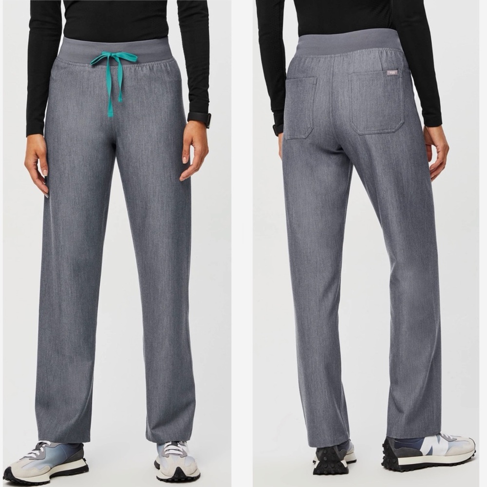 Figs High Waisted Livingston Basic Scrub Pants Graphite Size Medium